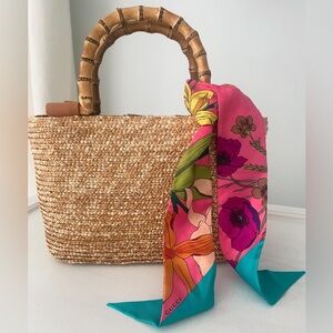 Gucci Silk Twill Flora Gothic Twilly Neck Bow Scarf